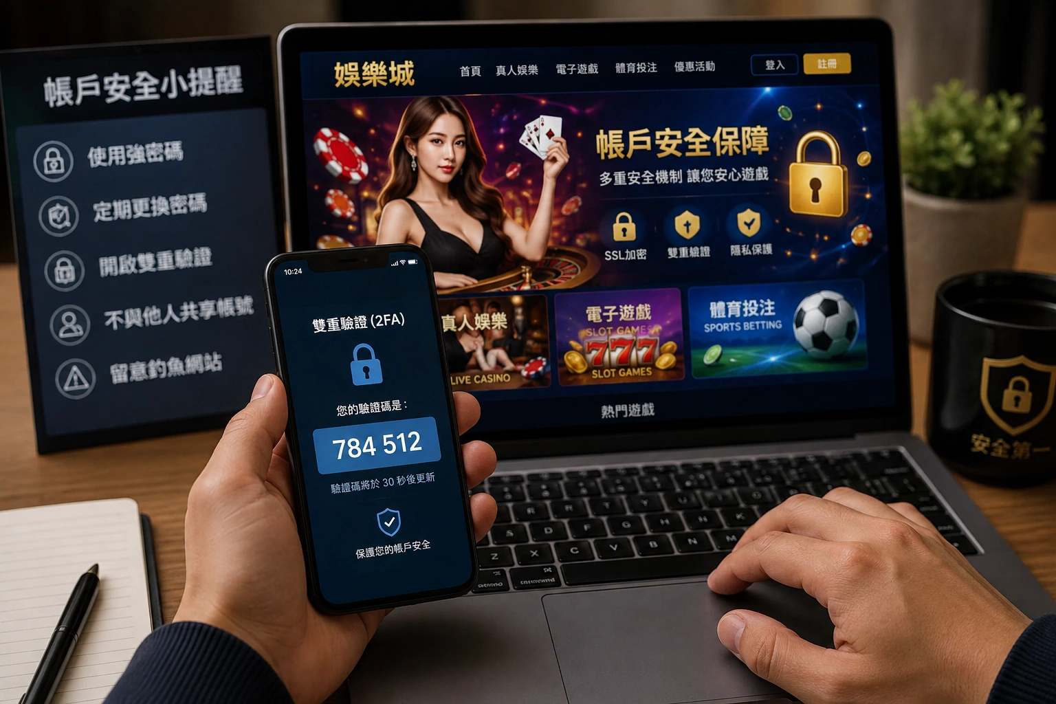 數位帳戶安全與線上交易防護概念圖片